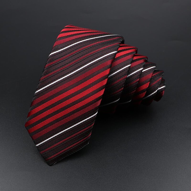 Corbata de rayas ajustadas clásicas para hombre, corbatas rojas y azules marino, corbata de puntos a cuadros de tejido Jacquard sólido, corbata de uso diario, regalo de fiesta de boda