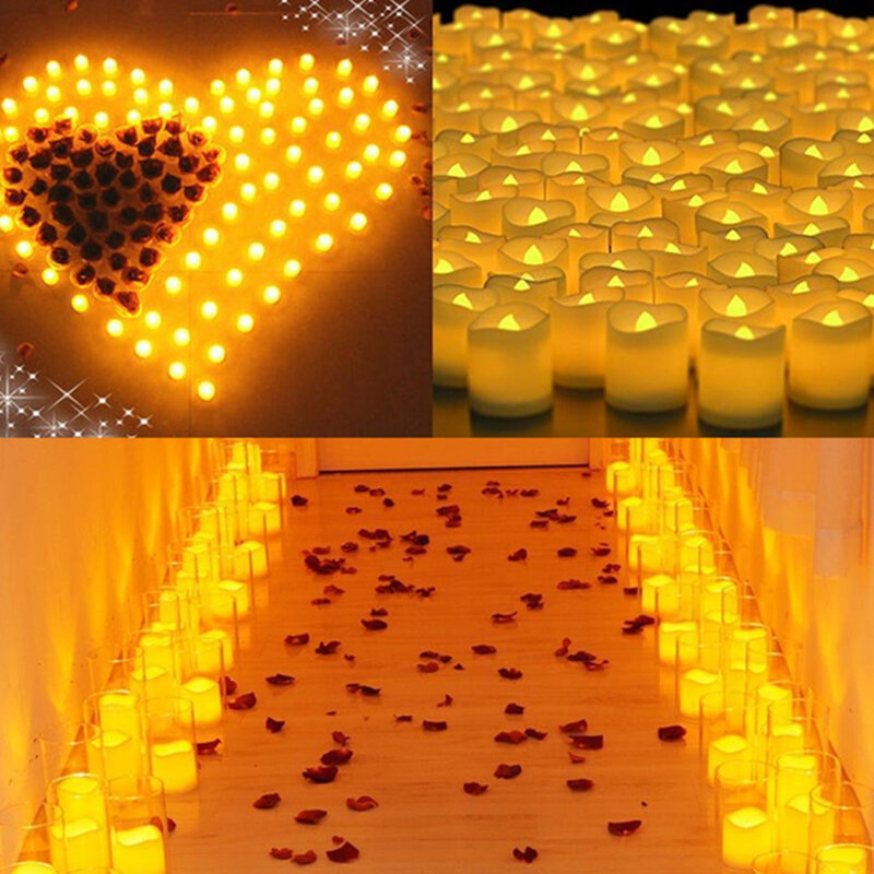 전자 LED 촛불 조명, 할로윈 크리스마스 웨딩 축제 촛불, 홈 장식, 반짝이는 야간 램프, 주변 조명, 24 팩