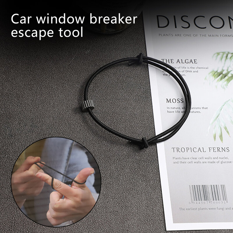 1 Pc Car Window Glass Breaker Bracelet Wrist Strap With Tungsten Carbide Bead Emergency Rapid Escape Safety Self Rescue Tool