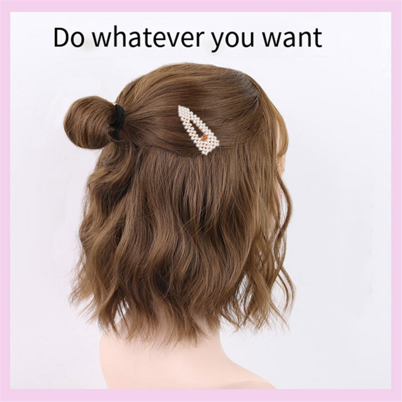 Peruka Bob Bobo peruka z grzywką dla kobiet, naturalny wygląd peruka z krótkim bobem, krótkie peruka z lokami dla codziennej Korea wersje czekoladowe