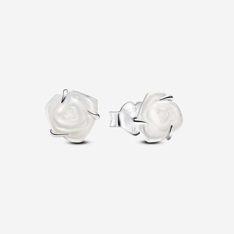 2024 New 925 Silver White Rose in Bloom Collier collana Rint orecchini 1Set per le donne Fashion Luxury Style Jewelry Set