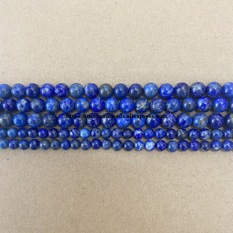 Natural Stone Semi-precious AA Afghanistan Lapis Lazuli Round Loose Beads 15" Strand 4 6 8 10 12mm For Jewelry Making
