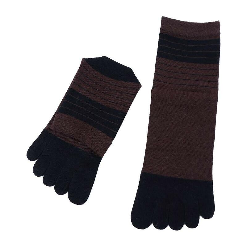 Comfortable Deodorant Cotton Breathable Middle Tube Casual Man Socks Socks With Toes Stripe Hosiery Five Finger Socks