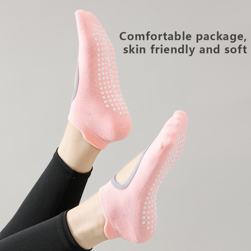 Calcetines de Yoga profesionales antideslizantes para mujer, medias deportivas antideslizantes, delgadas, sin espalda