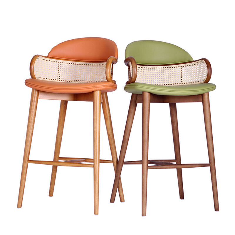 Скандинавский ротанговый барный стол, стул, современный стул, деревянные стулья для гостиной со спинкой, кухонные высокие стулья