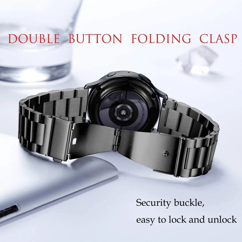Tali jam tangan untuk jam tangan Samsung Galaxy, gelang baja tahan karat 18mm 22mm 20mm untuk jam tangan Samsung Galaxy 6/5/4/3 40mm 44mm S3 aktif 2 jam tangan Huawei GT4 GT3 Gt2e