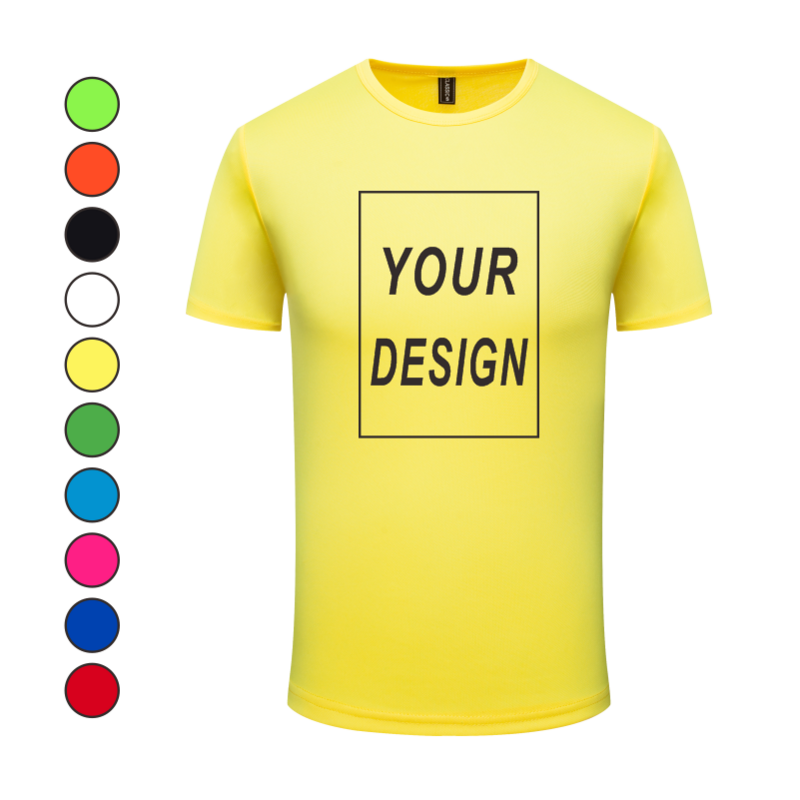 T-shirt kustom cepat kering membuat Anda desain Logo teks Pria Wanita cetak Hadiah kaus desain asli