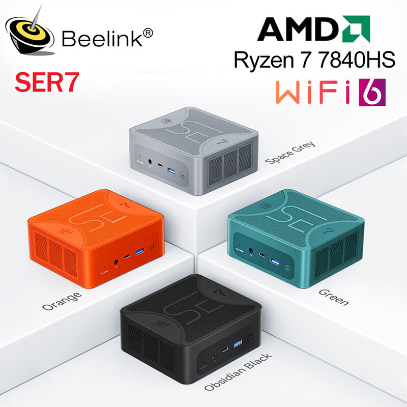 Beelink-Mini PC SER6 Max Ryzen7 7735HS 6900HX TDP hasta 54W, DDR5 32GB SSD 500GB NVME SSD SER7 7840HS TDP 65W, ordenador para juegos