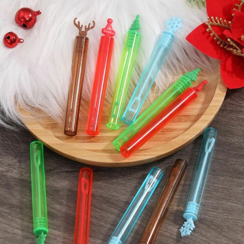 새해 지팡이 튜브, 신상 눈송이 엘크 크리스마스 트리 버블 지팡이, 어린이 선물 장난감, 빈 병, 10 개
