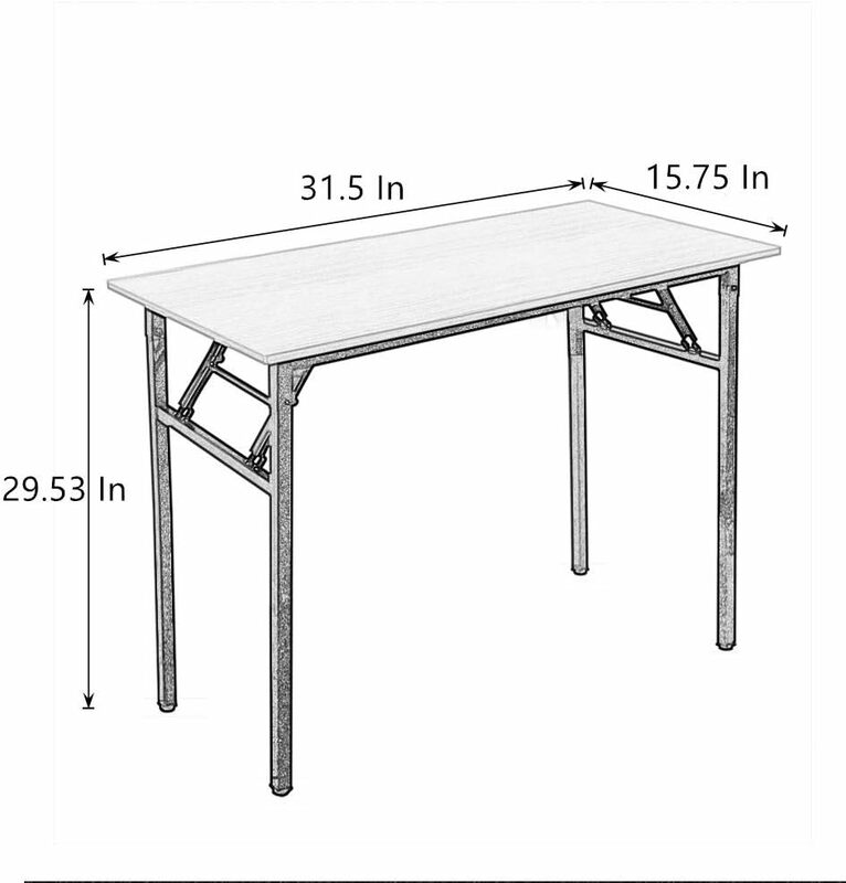 Escritorio pequeño para ordenador de 31,5 pulgadas, mesa plegable para espacios pequeños, No requiere ensamblaje, teca y negro