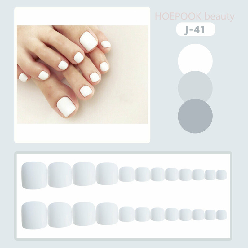 24 sztuk biały noszenie paznokci łatka wielokrotnego użytku wodoodporne fałszywe paznokcie sztuka sztuczna kwadratowa głowa akrylowa prasa na sztuczne paznokcie