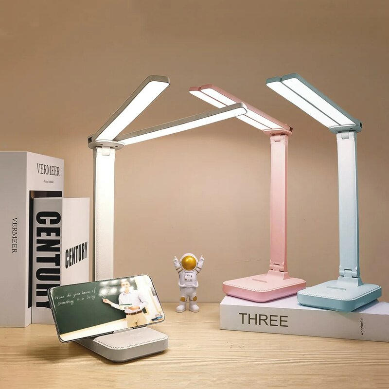 Lampa biurkowa LED 3 poziomy ściemniania lampka reagująca na dotyk USB do wielokrotnego ładowania ochrony oczu stół składany lampa do sypialni nocne biurko