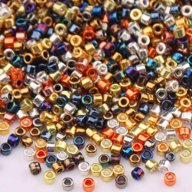 2000 stücke 1,6mm Japan Metallic Farbe Glas Perlen 11/0 Uniform Generisches Lose Distanz Seed Perlen für Schmuck Machen DIY nähen