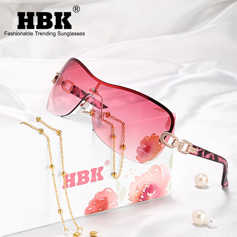HBK-gafas de sol gradientes de gran tamaño para mujer, marca de alta calidad, Estilo Vintage, Verano