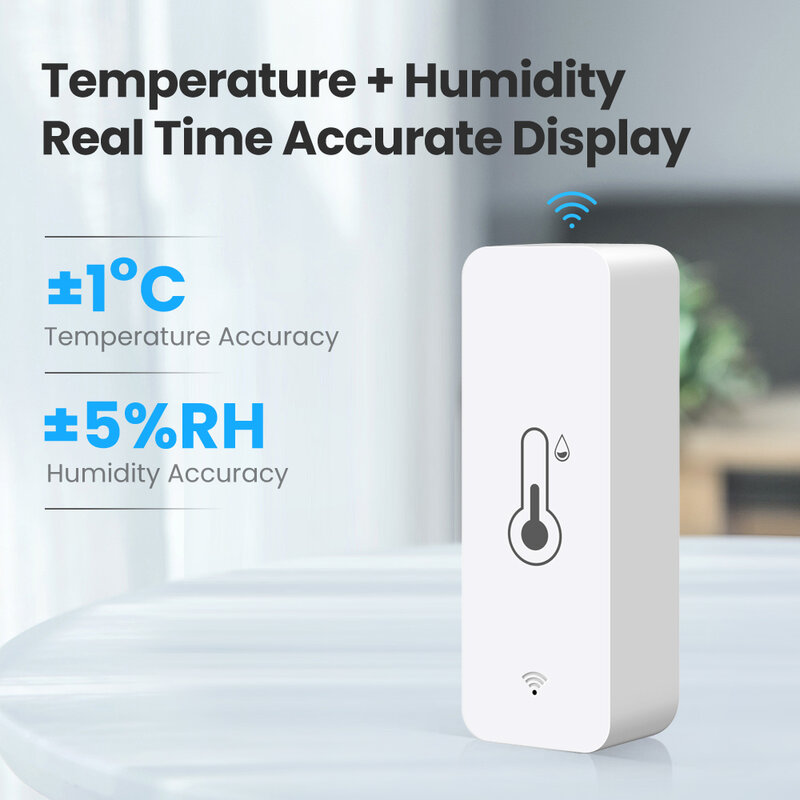 AVATTO Tuya WiFi Temperatur Feuchtigkeit Sensor, Innen Hygrometer Temperatur Sensor Feuchtigkeit Meter Unterstützung Alexa Google Hause