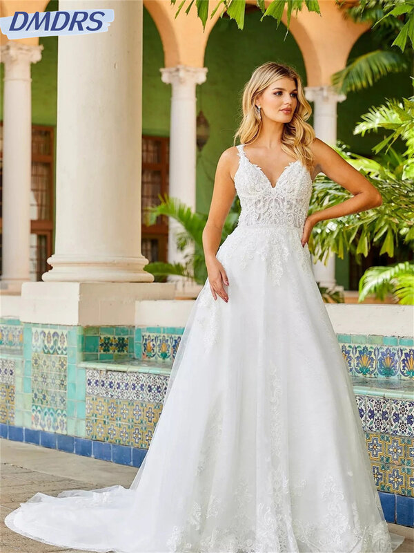 Женское свадебное платье It's yiiya, белое платье на бретельках с аппликацией и открытой спиной в пол на лето 2024