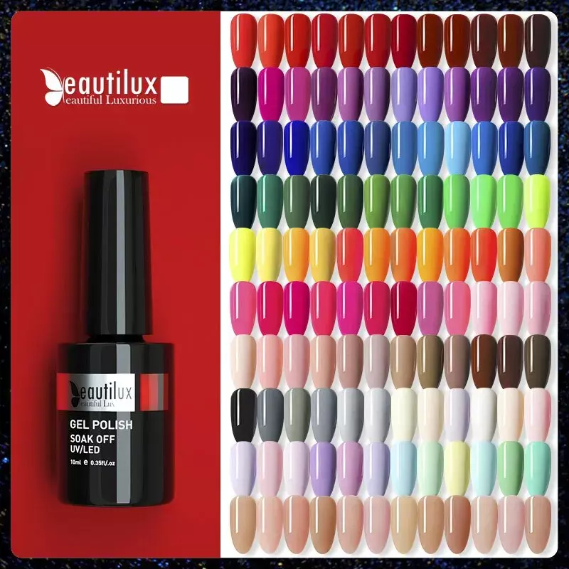 Beautilux-Esmalte Profissional, Nails Art para Salão, Verniz LED UV, Laca Semi Permanente, Moda, 120 Cores, 10ml