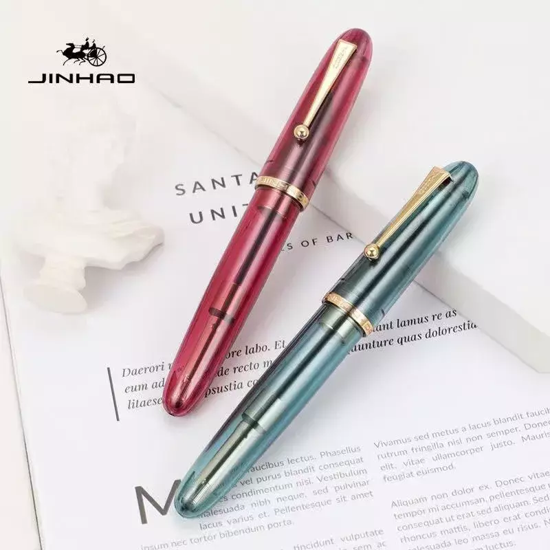 Jinhao 9019 Transparent Color Resin Fountain Pen Supplies 0.5/0.7mm Ink Student School Stationery Business Office Supplies Gift