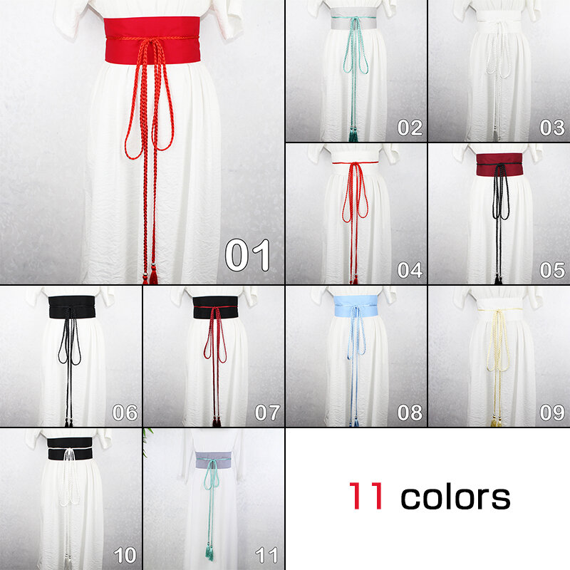 Cinto selante de cintura alta para mulheres, cor sólida, multicor, cânhamo de algodão, estilo antigo, acessório hanfu, chinês largo, 8 cm, 10cm