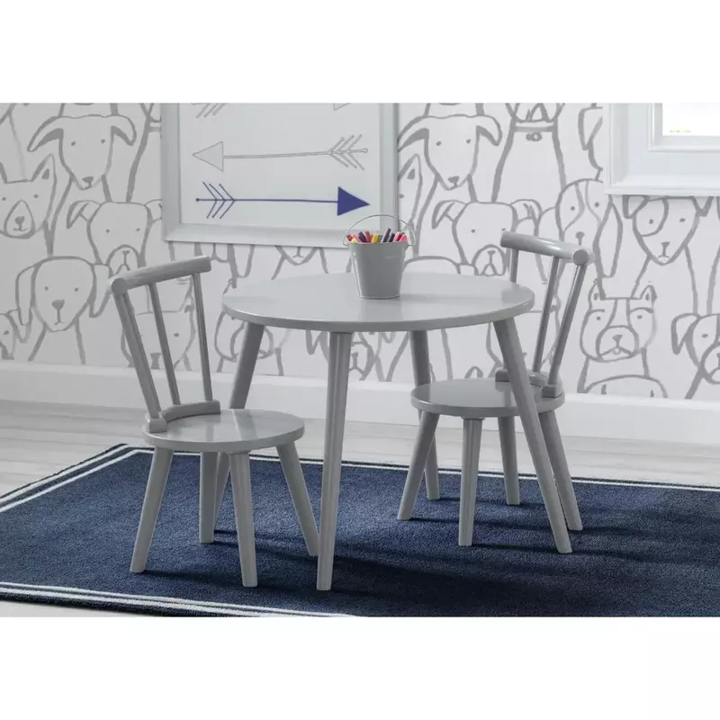 키즈 테이블 및 의자 2 개 세트, 그린 가드 골드 인증, 예술 및 공예품에 적합, 회색