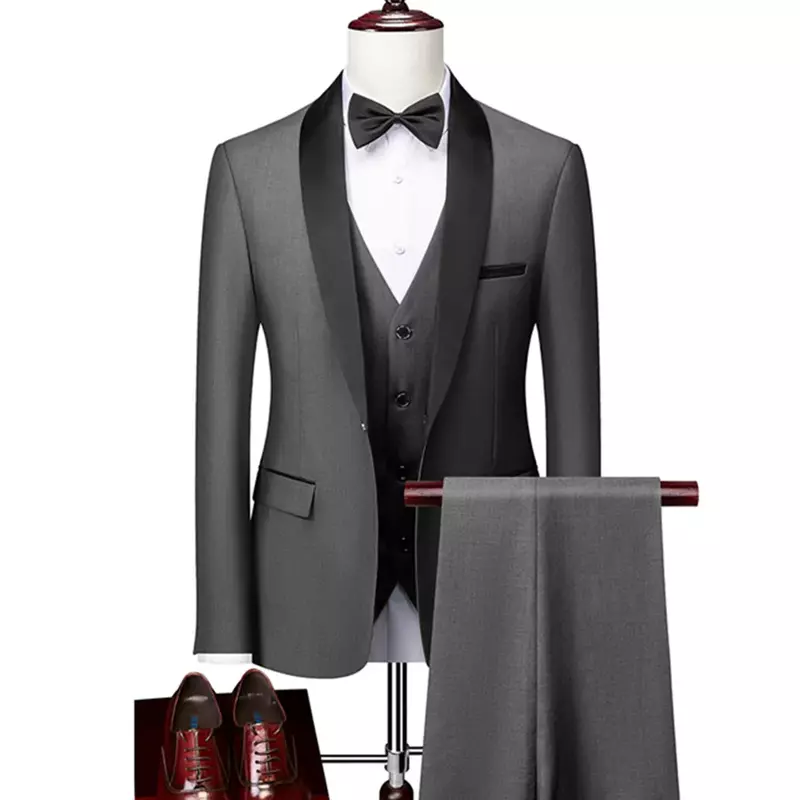 Coat Vest Trousers   Business Groomsmen Groom Wedding Dress Fprmal Blazer Pants