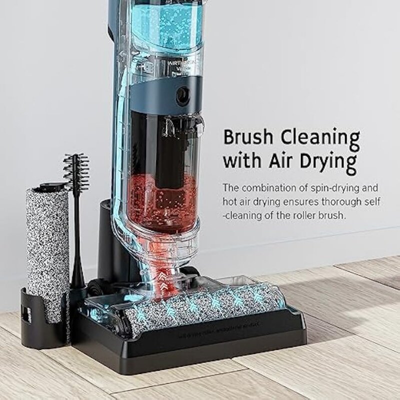 Cordless Wet Dry Vacuum Cleaner with Smart Digital Display and Voice Assistant, Self-Cleaning and Hot Air Drying