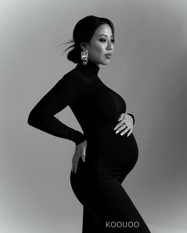 Zwangerschapsjurken Voor Fotoshoot Zwangerschap Vrouwen Bodycon Maxi Lange Jurken Kleding Voor Zwangere Fotografie Babyshower Rekwisieten