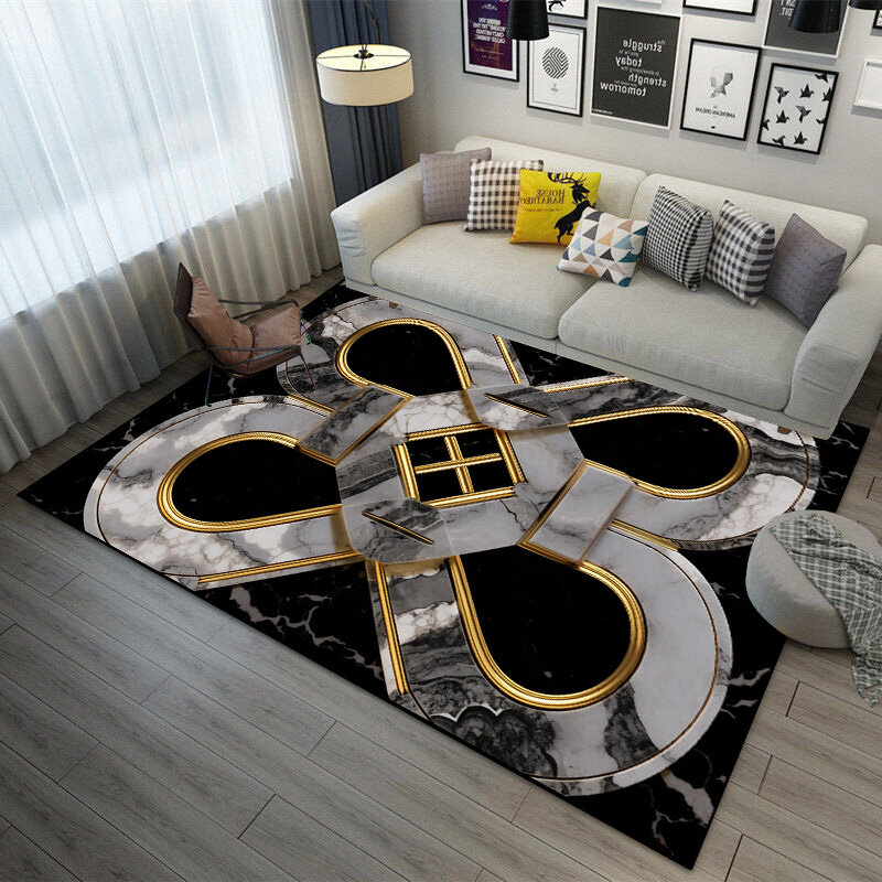 Karpet marmer dekorasi ruang tamu, karpet besar Modern cahaya hitam mewah dekorasi Sofa Area meja dapat dicuci untuk kamar tidur rumah anti-selip