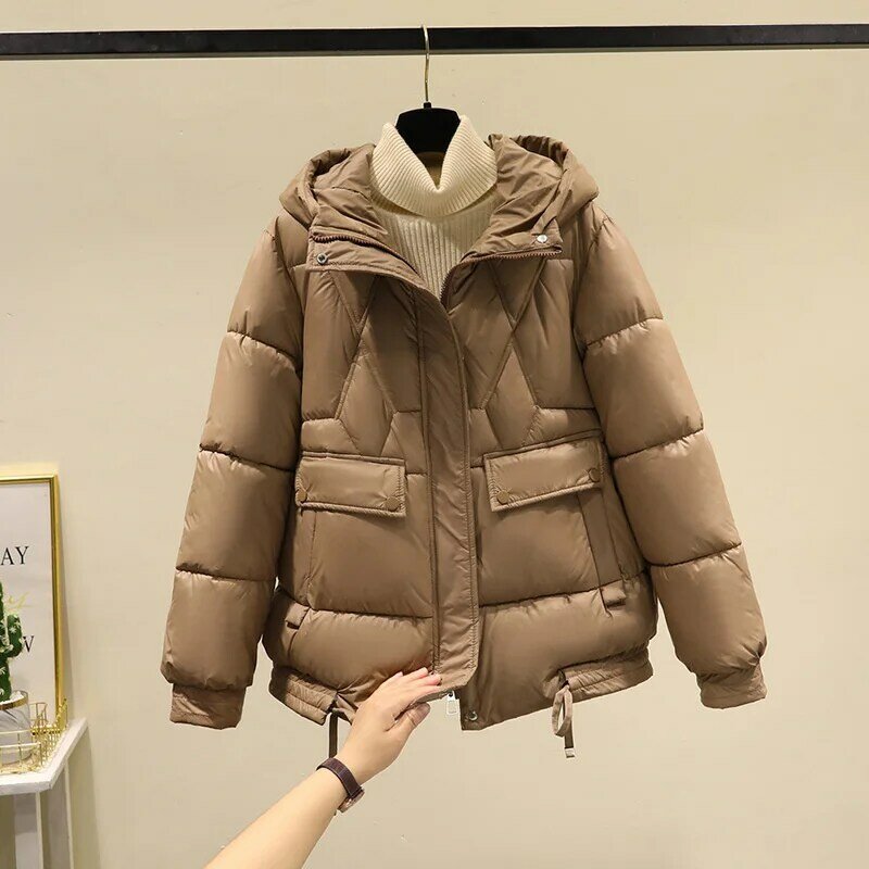 Женская зимняя куртка с хлопковой подкладкой, Корейская Новинка 2023, теплое плотное пальто с хлопковой подкладкой, женские зимние парки с капюшоном, пальто, женская верхняя одежда