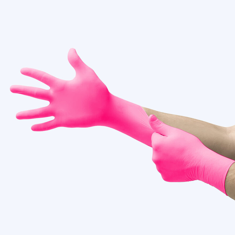 Перчатки нитриловые одноразовые синтетические розовые без пудры, 20/100 шт.