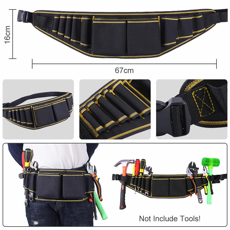 Hardware Tool Repair Kit Storage Bag Oxford Cloth Tool Belt Bag for Electric Drill Wrench Clamp Hammer Multi-pockets Waist Bag