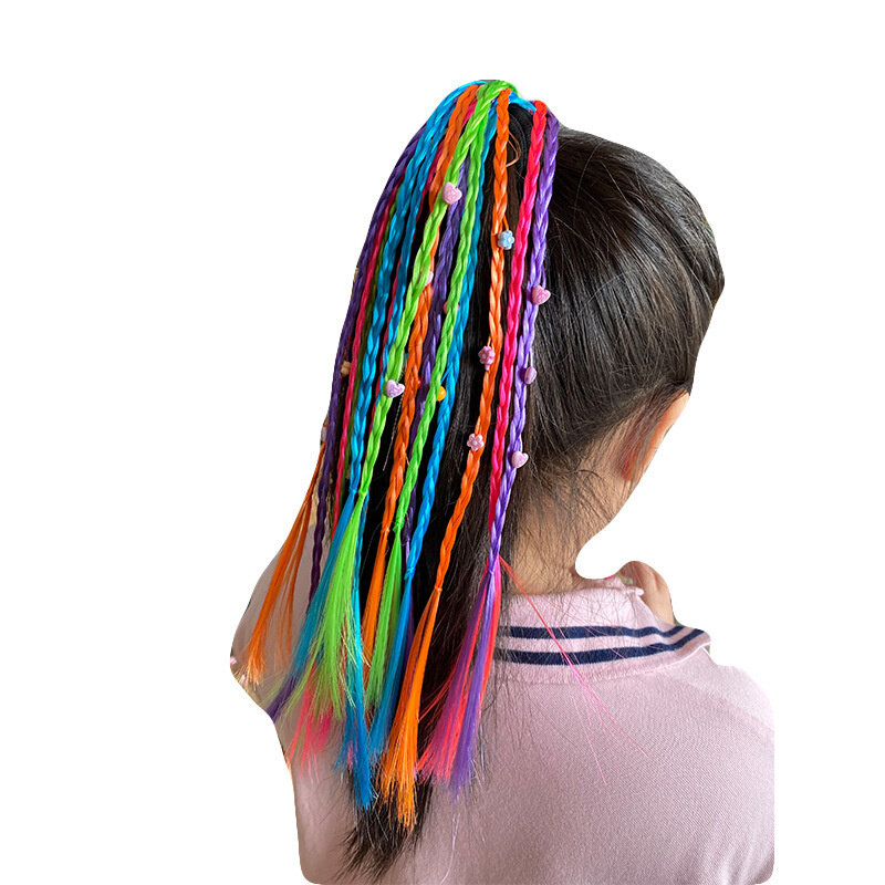ใหม่ที่มีสีสันของเด็กผู้หญิง Wigs ผมหางม้า Headbands ยางความงามผมวง Headwear ผ้าโพกศรีษะผมเครื่องประดับผมสำหรับเด็กอุปกรณ์เสริม