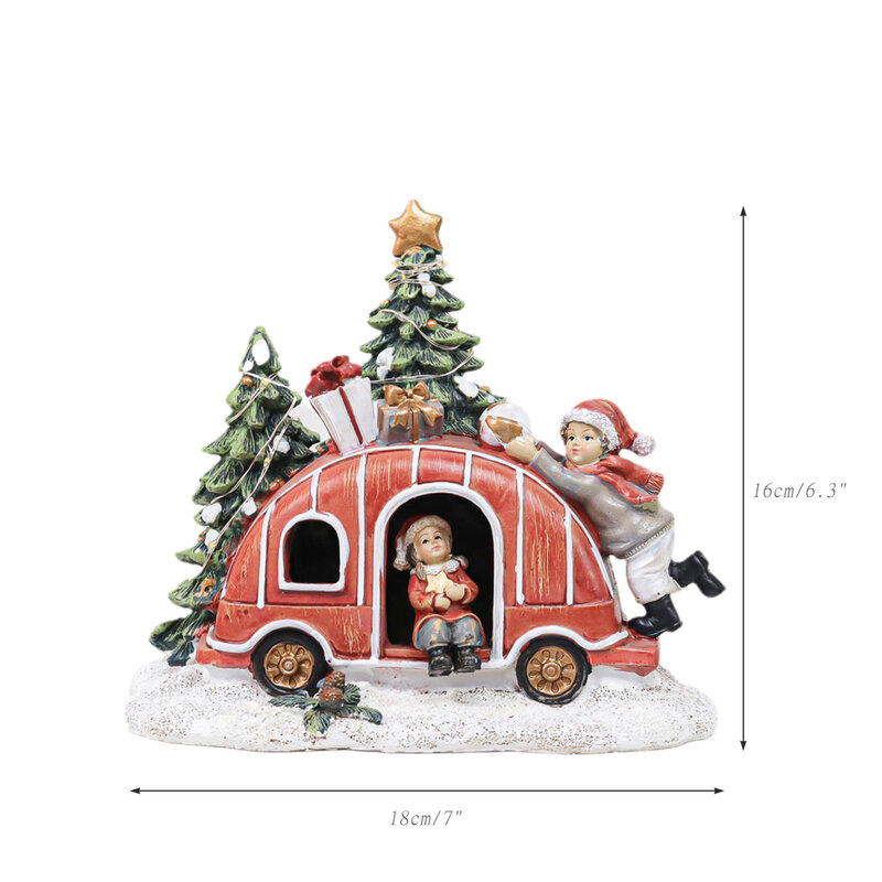 ตกแต่งคริสต์มาสสำหรับหมู่บ้านบ้านบ้านชุดตัวเลขต้นไม้/Snowman/Santa ฉากกลางคืนไฟคริสตัลบอล Xmas ของข...