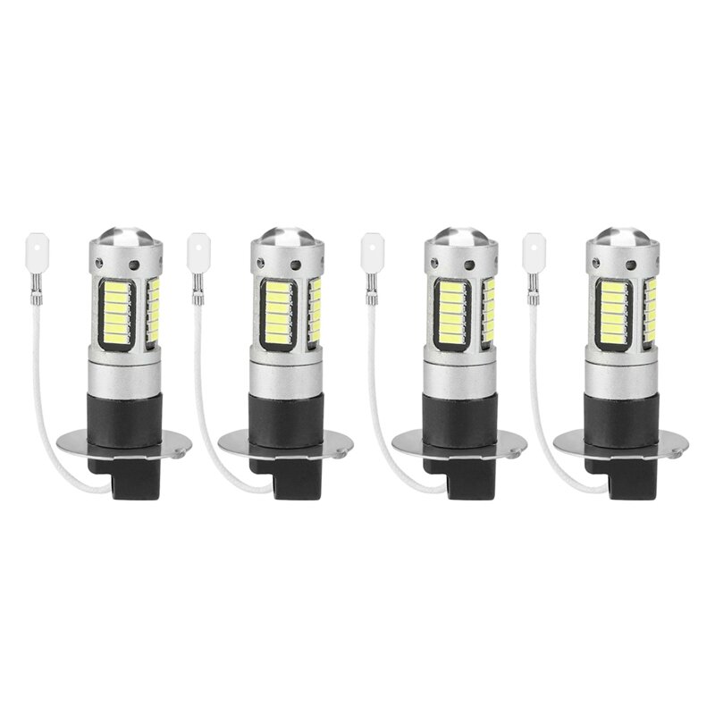 Kit d'ampoules DRL LED Super lumineuses H3, 4 pièces, conduite de brouillard, blanc 6000K