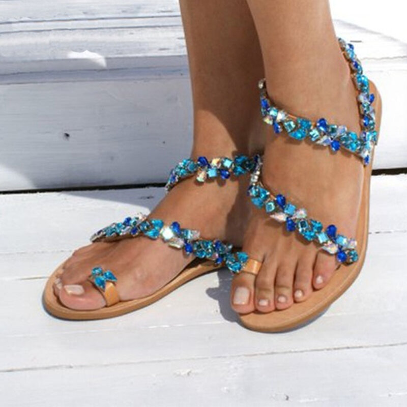 Sandali da donna con strass pantofole da spiaggia estive per sandali da donna infradito scarpe da spiaggia Casual da donna in cristallo