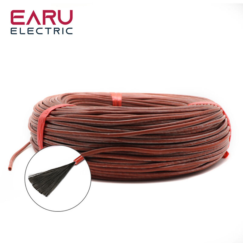 5-100 Meters Infrared Warm Floor Cable 12K 33ohm/m Electric Carbon Heating Wire Coil 2.0mm Fiber Wire Floor Hotline Thickening