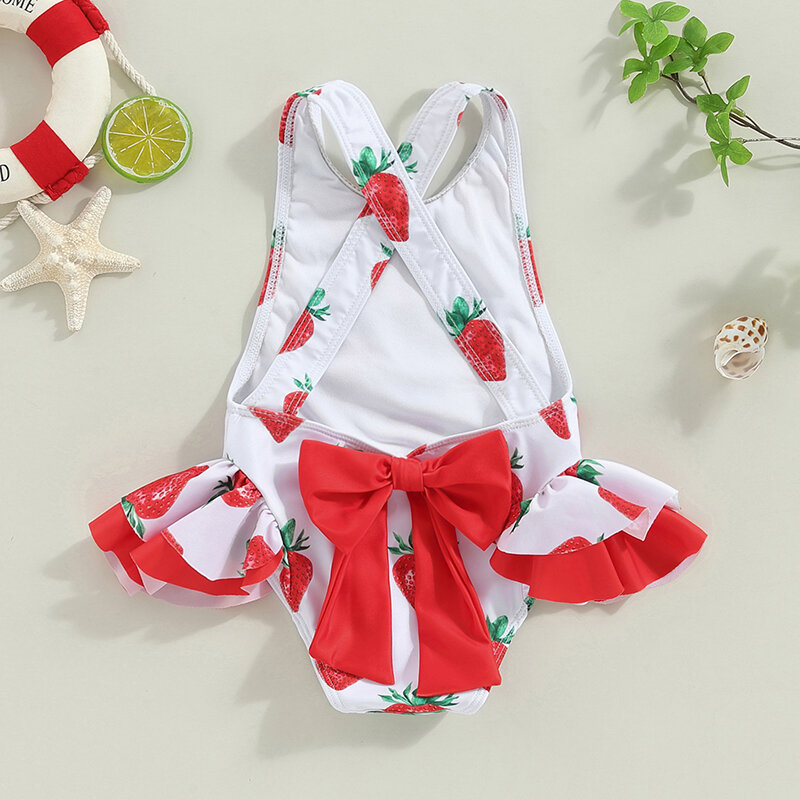2024-04-09 Lioraitiin Toddler Girl Summer Swimsuit Cute Sleeveless Fruit/Animal Print Bathing Suit Infant Bodysuit Swimwear