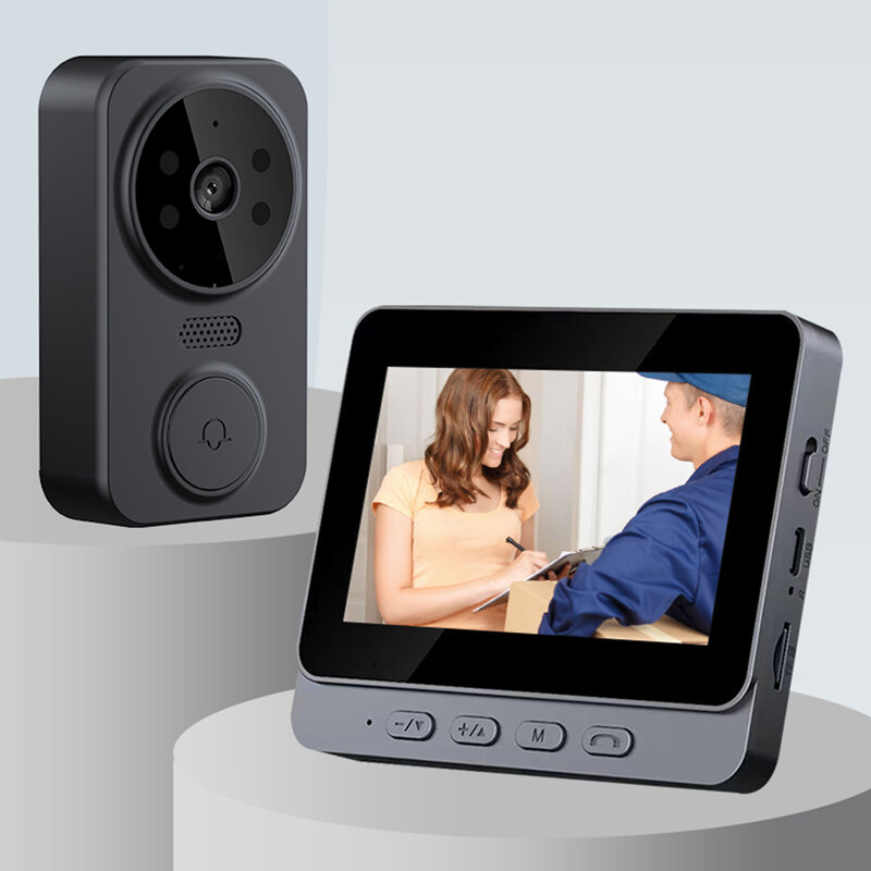 Визуальный дверной звонок ИК ночного видения беспроводной дверной звонок HD 4,3-дюймовый IPS-экран дверной звонок камера 2,4G для виллы, домашнего офиса, квартиры