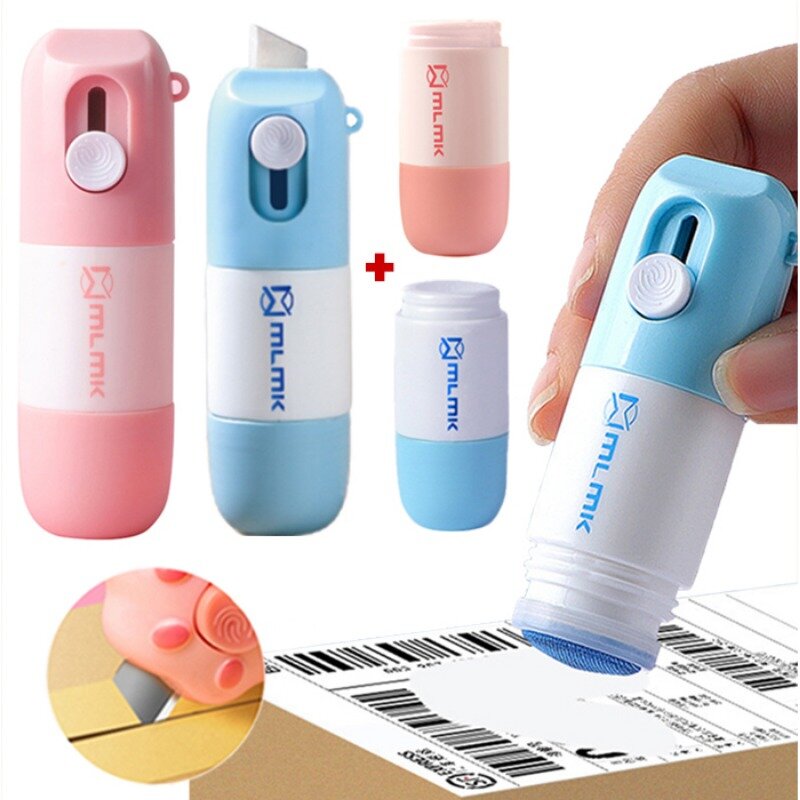 2in1 Thermal Paper Correction Fluid with Unboxing Knife Portable Data Identity Protection Fluid Eraser with Knife Parcel Opener
