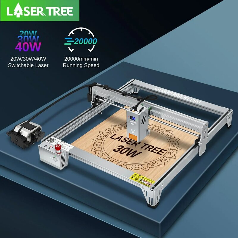 Laser Tree K1-PRO Laser Engraver with 30W Laser Head Engraving Cutting Machine Engraving Area 400*400mm Woodworking DIY Tools