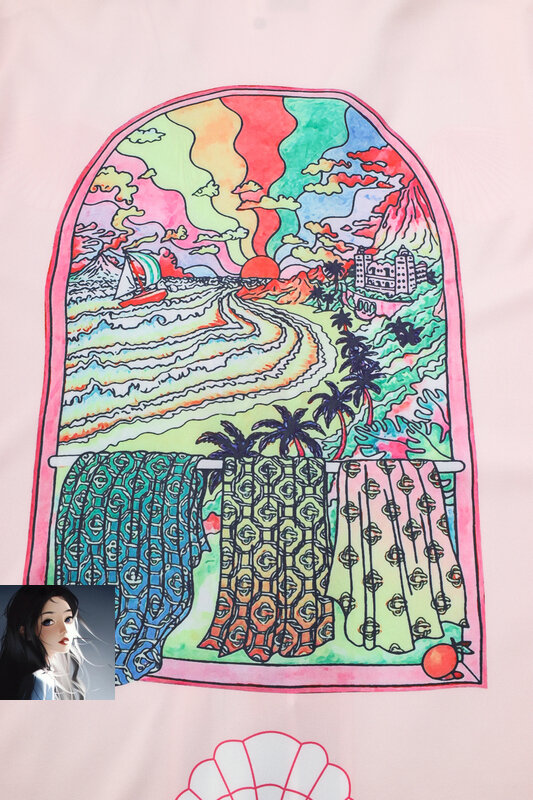 Рубашка Haiwaii Мужская/женская с цветными шортами и принтом «Морская волна»