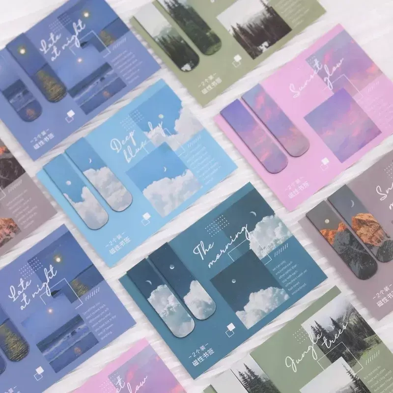 Marque-pages magnétiques Creative Nette Clouds, porte-page de livre Kawaii, articles de lecture, papeterie coréenne, livre de bureau, renouvellement, ensemble de 2 pièces