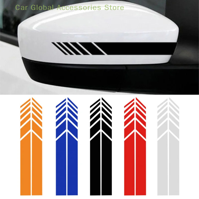 1Pair Car Racing Stripe Stickers Rearview Mirror Reflective Vinyl Decals Decoration Fashion Car Styling Waterproof Sticker