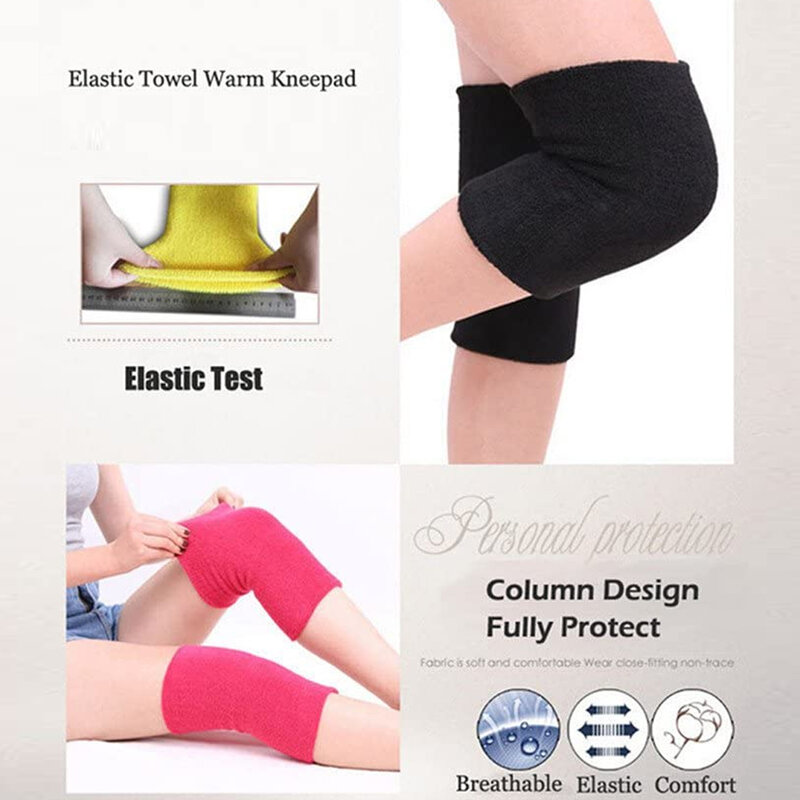 1Pair Elastic Towel Knee Sleeves Dance Protection Cover Elderly Leggings Support Sports Winter Warm Joint Pain Arthritis Relief