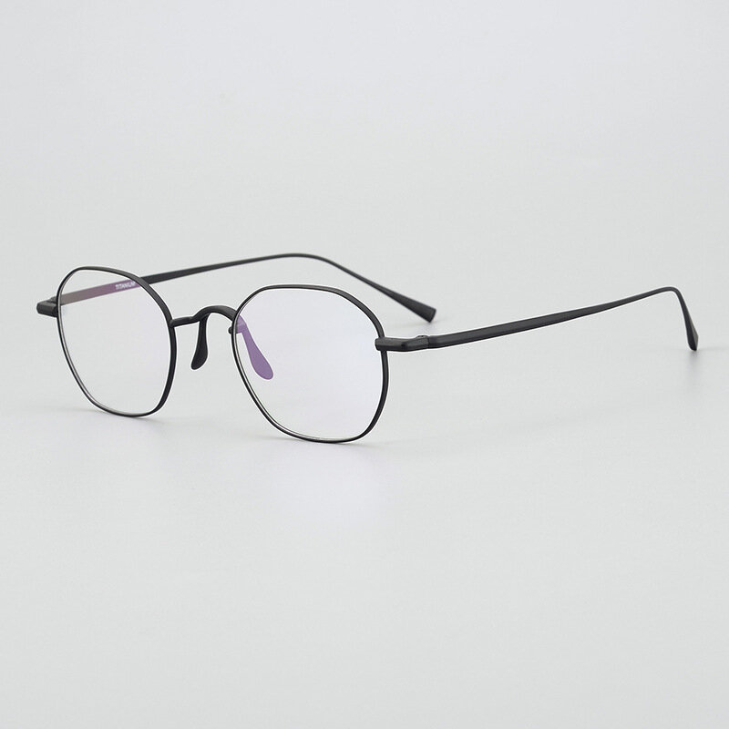 럭셔리 순수 티타늄 안경테, 레트로 다각형 대형 프레임 안경, 남성 여성 안티 블루 라이트 안경 렌즈, 근시 프레임