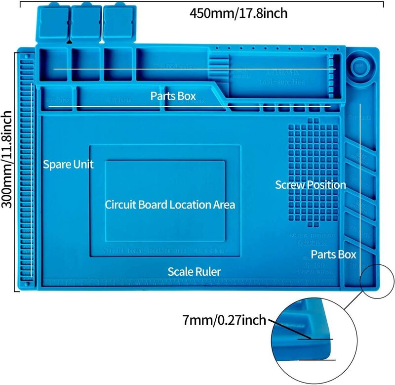 Tappetino magnetico tappetino da lavoro in Silicone tappetino per stazione di saldatura resistente al calore 932 ° f antistatico per la riparazione dell'orologio del Laptop del telefono elettronico