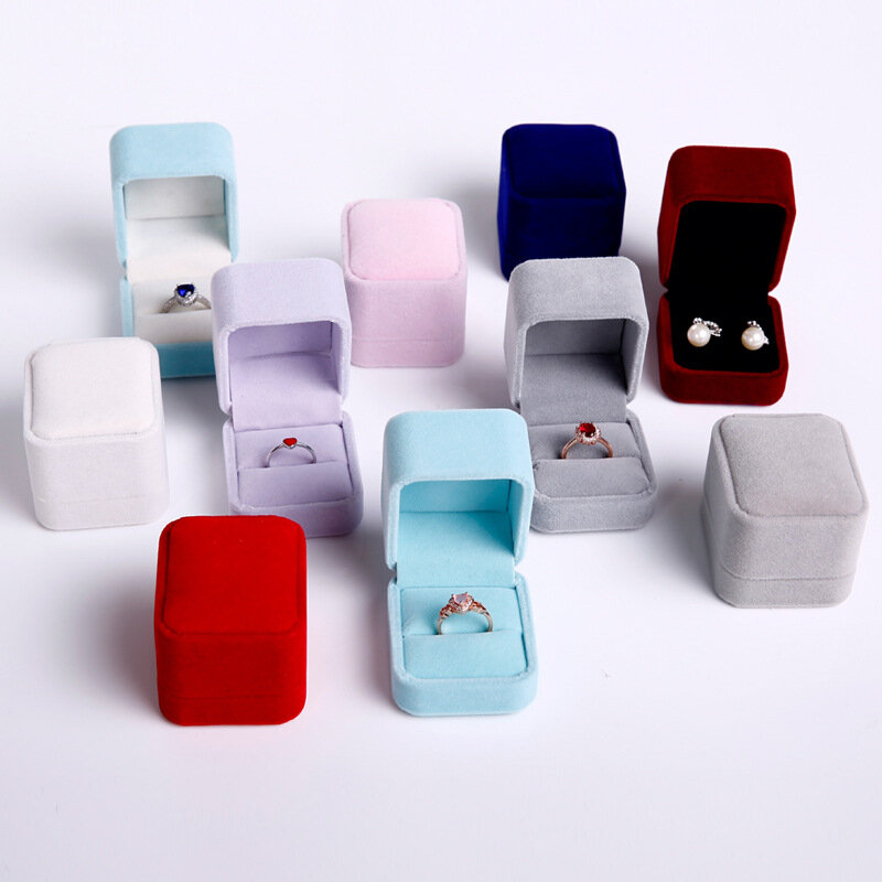 Бархатная миниатюрная квадратная шкатулка для ювелирных изделий, органайзер для сережек, колец, витрина, шкатулка для хранения свадебных колец, Подарочная коробка для любимых