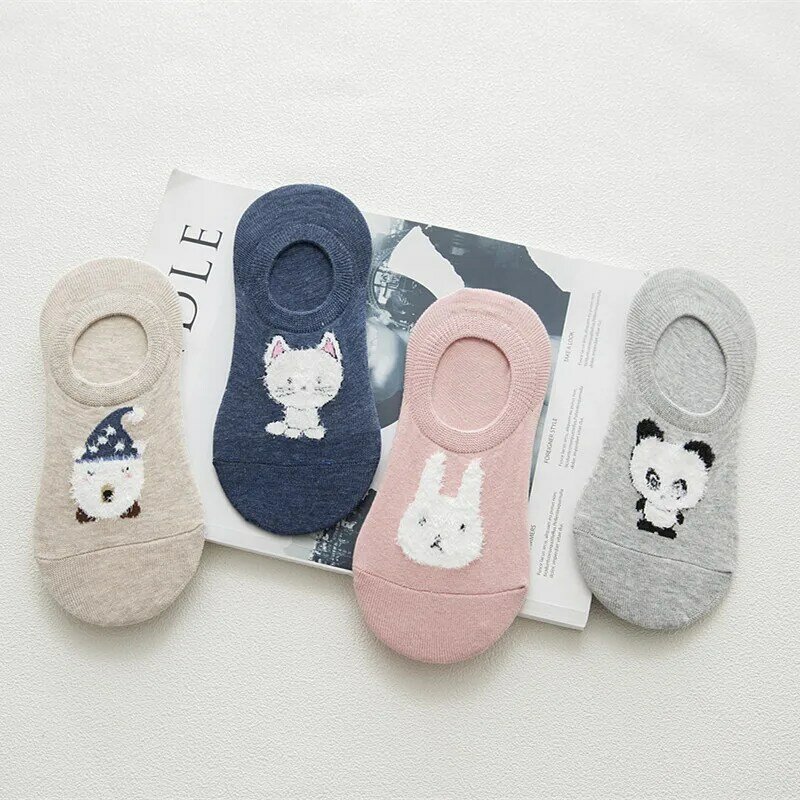 2024 Spring/Summer Japanese Thin Socks Cute Cartoon Animal Invisible Socks Soft and Breathable Boat Socks