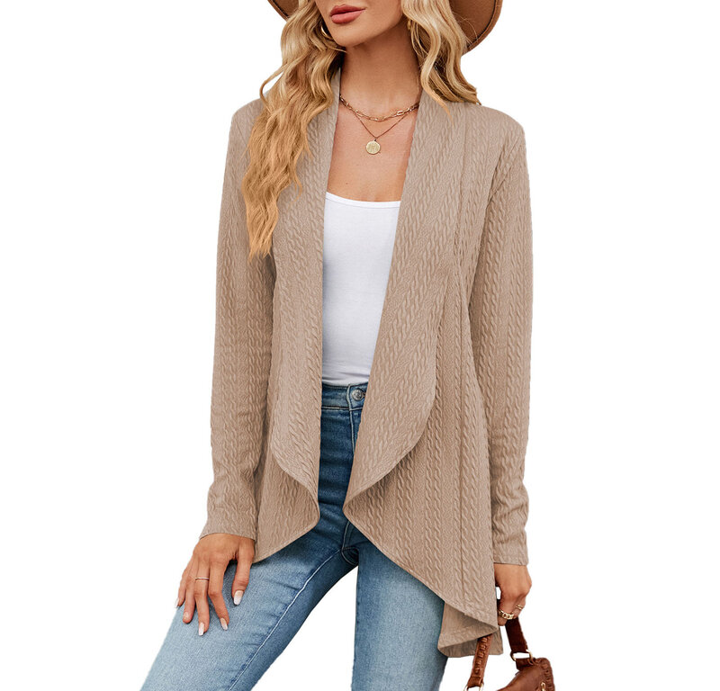 Autumn and Winter New Long-sleeved Solid Color Loose Cardigan Top Knitted Jacket