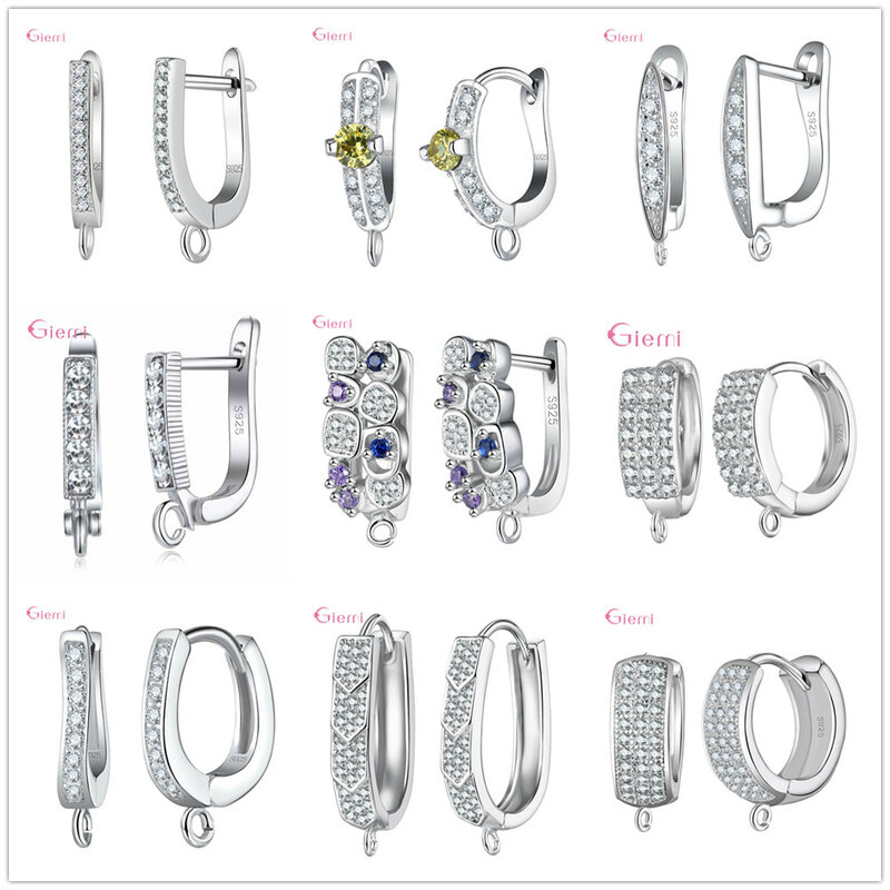 Luxus 925 Sterling Silber Zirkonia Ohrringe Hoop Haken Verschluss für DIY Schmuck Machen Ohrring Erkenntnisse Zubehör